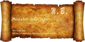 Meszko Bónis névjegykártya
